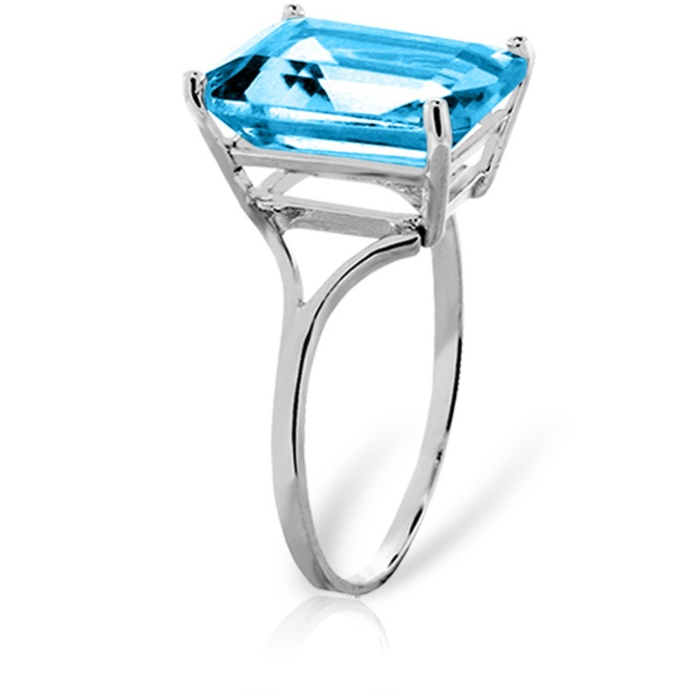 GOLD RING WITH NATURAL OCTAGON BLUE TOPAZ - Picture 1 of 4